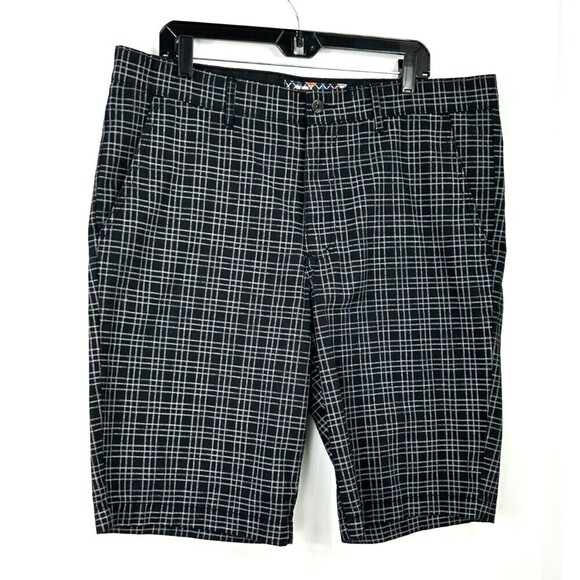 Vurt Mens Size W36x11L Shorts Chino Flat Front Black White Plaid Casual N4 - Picture 4 of 11